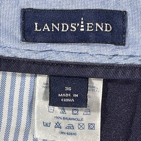 Lands' End mens navy blue rugged double pleated expandable 8.5" shorts - size 36 - Picture 4 of 12